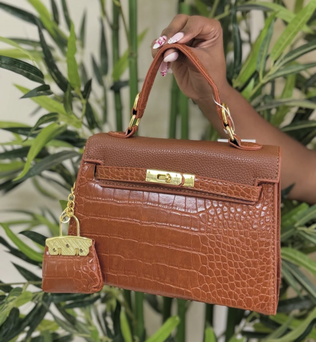 Mini Kelly-Style Croc Handbag