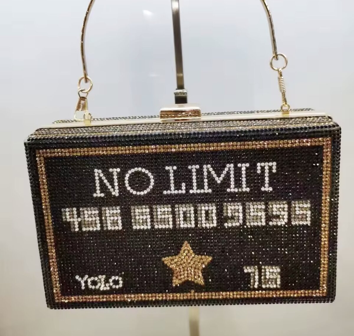 Rhinestone "No Limit" Crystal Clutch