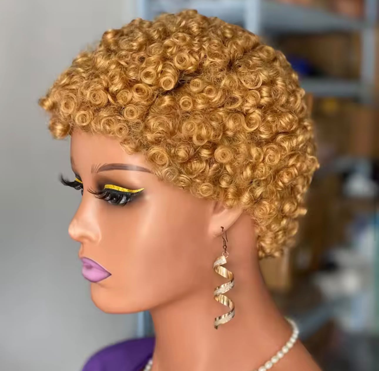 180% Density 4" Finger Wave Virgin Human Hair Wig — Short